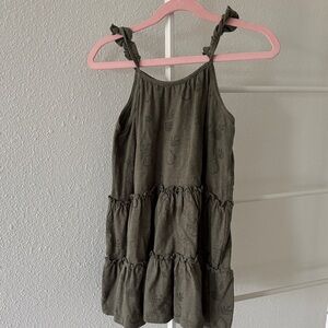 Rylee & Cru Girls Olive Green Tiered Ruffle Strap Dress